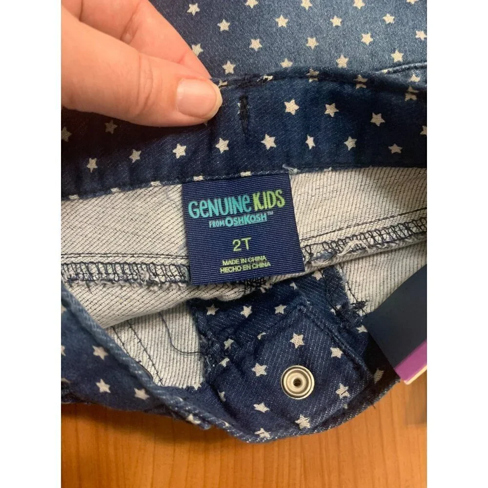 NWT Oshkosh Bgosh Genuine Kids Star Denim Blue Jean Shorts Patriotic Girls 2T